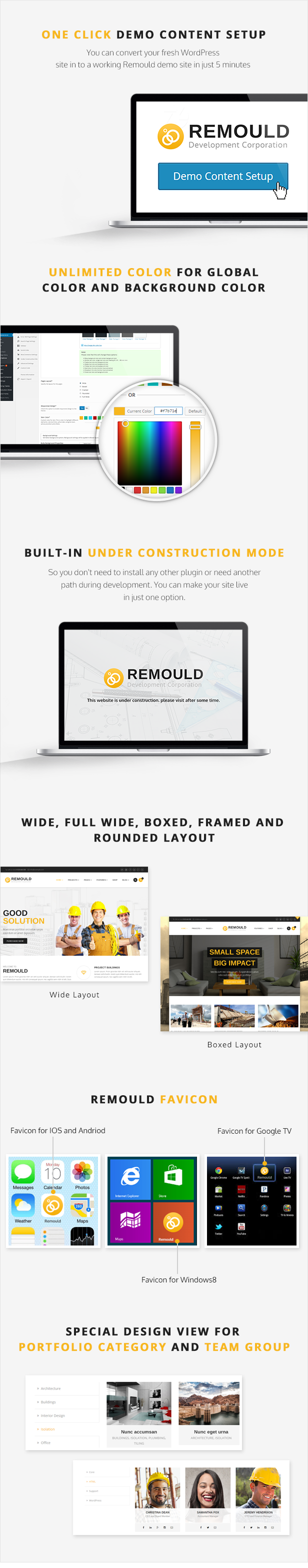 Remould WordPress Theme - One Click demo content setup and other features